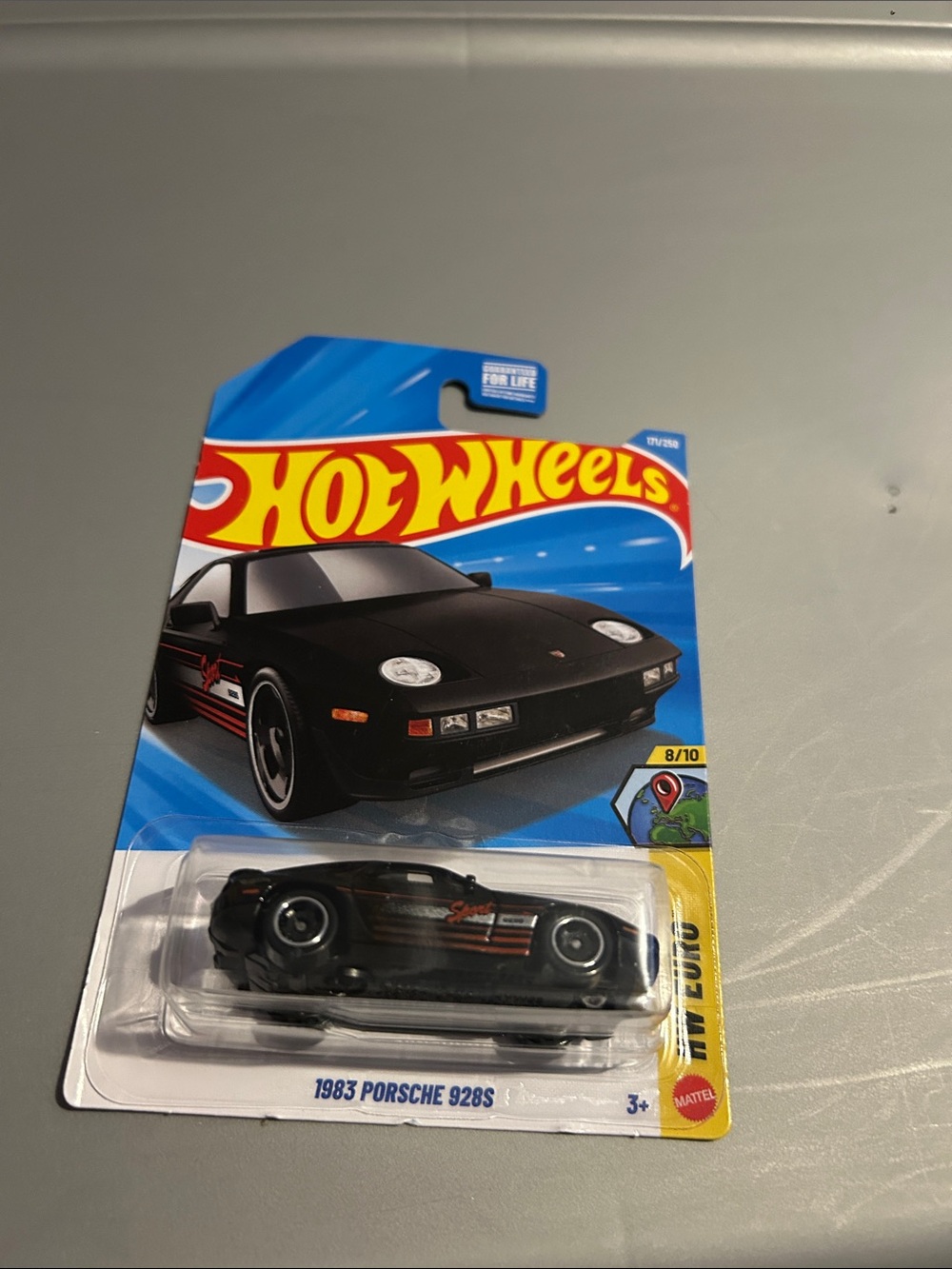 Mattel Hot Wheels 1983 Porsche 928S Toy Car - Black with Red Accents